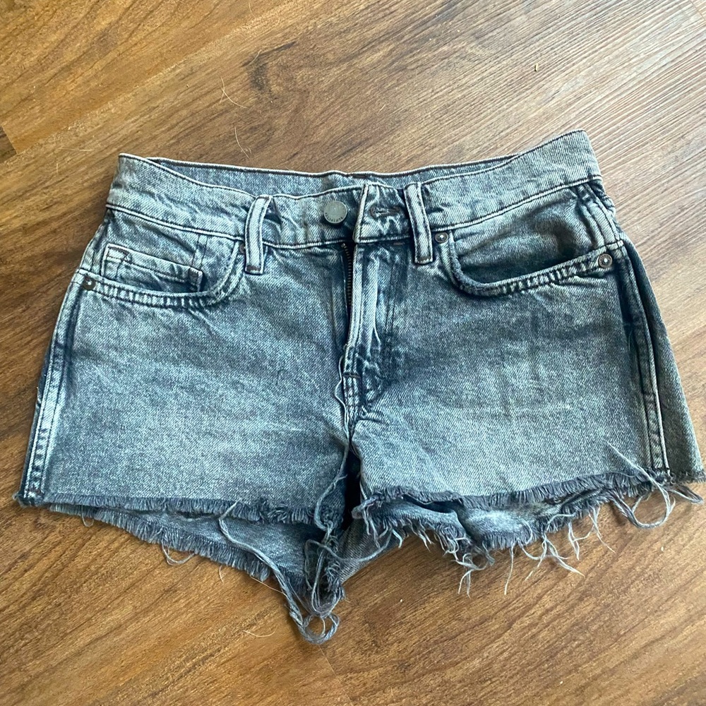 ALLSAINTS FADED BLACK DENIM SHORTS